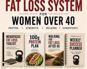 Ultimate Menopause Fat Loss Bundle | 8 Printable Weight Loss Resources for Women Over 40 | Protein, Walking, Planner & Tracker PDF