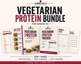 Vegetarian Protein Bundle for Women 40+ | Protein Tracker & Meal Planner | Printable PDF