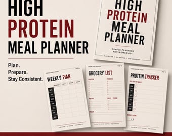 High Protein Meal Planner for Women 40+ | Weekly Meal Plan, Grocery List & Protein Tracker | Printable PDF
