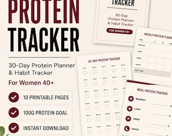 Vegetarian Protein Tracker for Women 40+ | Printable Protein Planner | 30 Day Habit Tracker PDF