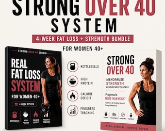 40歳以上の女性のための更年期筋力強化バンドル | 4週間ケトルベルプラン + 進捗状況トラッカー（PDF）