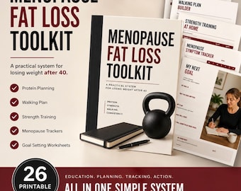 Menopause Fat Loss Toolkit for Women Over 40 | Protein, Walking, Strength & Weight Loss Planner Printable PDF