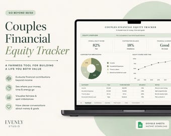 Couples Budget Tracker | Financial Equity Planner for Shared Expenses and Money Management | Excel, PDF & App