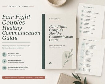 Fair Fight Rules for Couples | Conflict Resolution & Communication Guide | Active Listening Prompts | Printable PDF