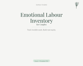 Emotional Labour Inventory | Couples Invisible Work Tracker | Relationship Equity Workbook | Excel + PDF