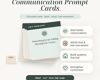 ADHD Couples Communication Cards | 24 Neurodivergent Conversation Prompts | Mental Load + Chore Division
