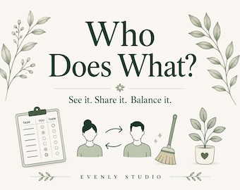 Who Does What Chore Audit | Household Task Ownership Tracker for Couples | Excel, PDF & Browser App