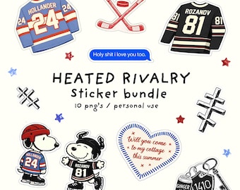 Uppvärmd rivalitet inspirerad klistermärkesuppsättning PNG, Hockey Romance Reader Bundle, Rivals to Lovers bokliknande clipart, Hollander & Rosanov klistermärken