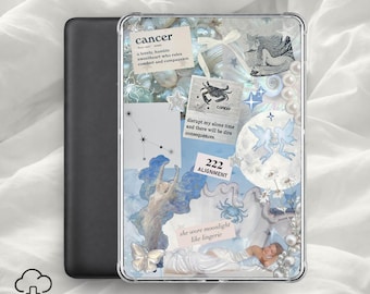 Kindle-insats för Kräftan/Stjärnteckens estetiska e-läsarfodral, vattenteckenscollage, astrologidekor, horoskop utskrivbar/digital nedladdning
