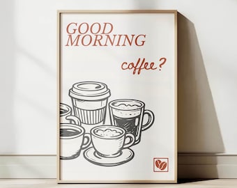 Väggkonst för kaffestation, utskrivbar / kaffebartryck, kaffeposter, baristtryck, present till kaffeälskare, kökstryck / digital nedladdning