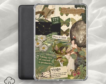 Jungfrun Kindle-insats / Stjärnteckens estetiskt e-läsarfodral, jordteckenkollage, astrologidekor, horoskop utskrivbar / digital nedladdning