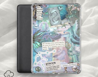 Fiskarna Kindle-insats/Stjärnteckens estetiskt e-läsarfodral, Vattenteckenkollage, Astrologidekor, Horoskop Utskrivbar/Digital Nedladdning