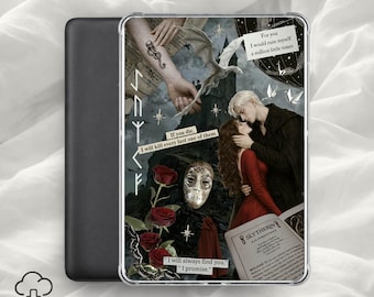 Fjädrad inspirerad Kindle-insats / mörk romantik estetiskt e-läsarfodral, Dramione-inspirerad, gotisk fantasidekor / digital nedladdning