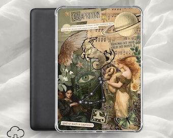 Stenbockens Kindle-insats / Stjärnteckens estetiska e-läsarfodral, jordteckenkollage, astrologidekor, horoskop utskrivbar / digital nedladdning
