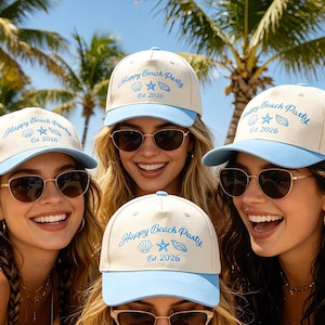 Personlig strandfesthatt, broderad text, logotyphatt, truckerkeps, basebollkeps, sommarhatt, mössa/svenska present, sororityhatt