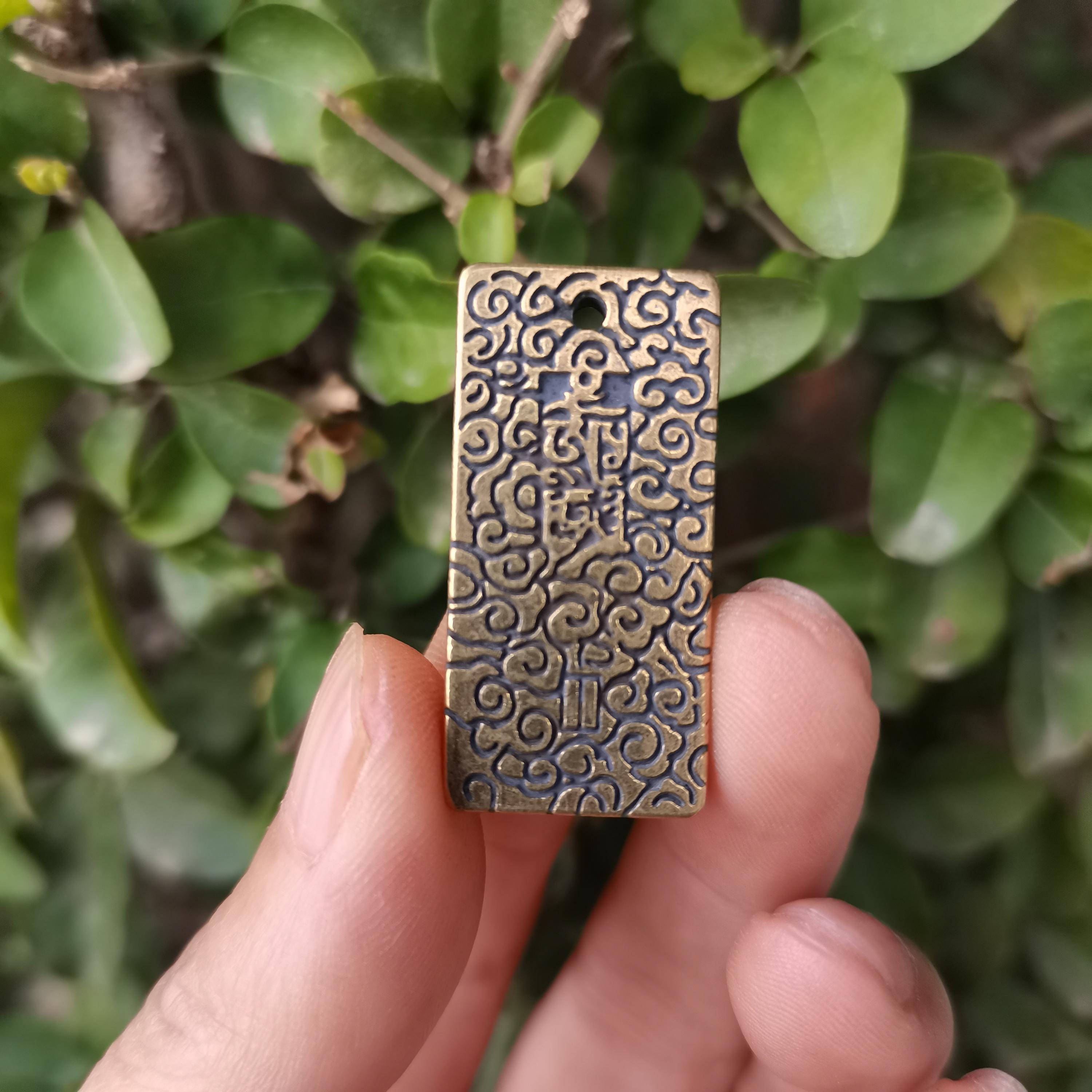 Hum Pendant Brass Om Mani Padme Hum Pendant Tibetan Buddhist Mantra Amulet ...