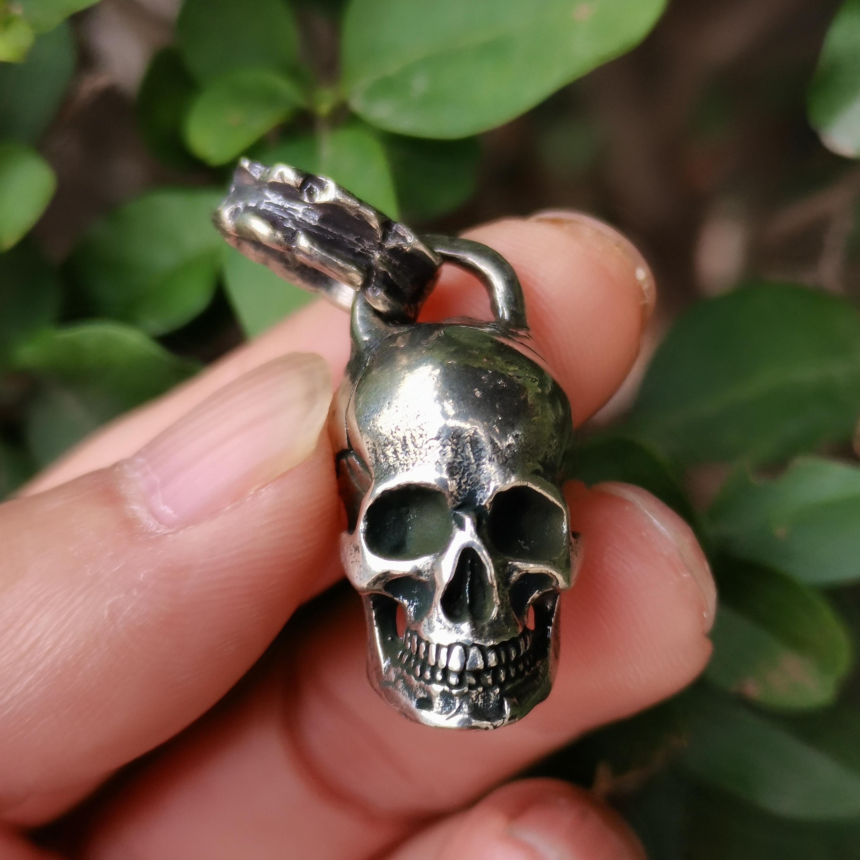 Silver Skull Pendant - Etsy