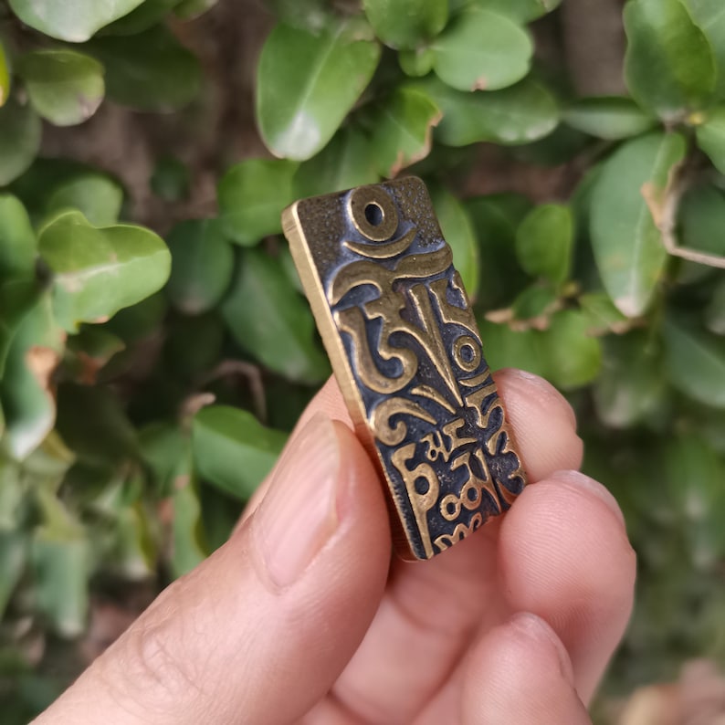 Hum Pendant Brass Om Mani Padme Hum Pendant Tibetan Buddhist Mantra Amulet ...