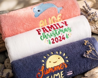Personalized Embroidered Cotton Bath Towel Custom Name Monogram Soft Absorbent Bathroom Gift Wedding Spa Towels