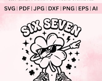 Six Seven 67 Día de San Patricio SVG PNG, Divertido Día de San Patricio Svg, Divertido Meme Trébol Camiseta Niños, Svg Para Camisetas, Archivo Svg Para Cricut, Digital