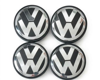 4x VW Nabendeckel 70mm 7L6601149B – Felgendeckel Schwarz Silber – Wheel Center Caps