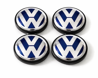 4x VW 65mm Nabendeckel Wheel Center Caps Blue Chrome 3B7601171 Perfect Fit Rim Caps Set