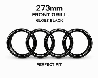 Audi Rings Emblem 273mm Gloss Black Front Grille Badge – Kühlergrill Emblem Replacement for A1 A3 A4 A5