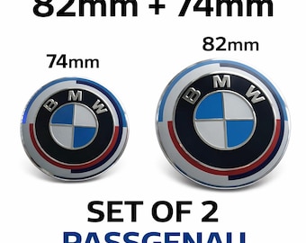 BMW Emblem Set 82mm 74mm 50 Jahre Style Front Rear Motorhaube Kofferraum Logo Badge Blue White BMW Zubehör