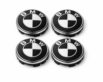 BMW 68mm Black White Center Caps – Set of 4 ABS Wheel Hub Covers