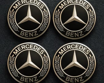 4x Mercedes Benz 75mm Nabendeckel A2224002200 Schwarz Silber – Felgendeckel Wheel Center Caps