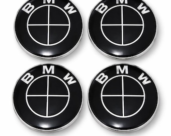 BMW 68mm Wheel Center Caps Black on Black Set of 4 – Replacement Rim Hub Caps for BMW Wheels – Gloss Black Covers