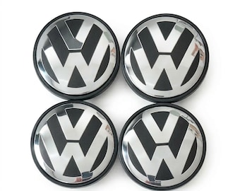 4x VW Nabendeckel 56mm Felgendeckel Radkappe - Wheel Center Caps Set for Volkswagen Golf Polo Jetta - Hub Caps Silber Chrome