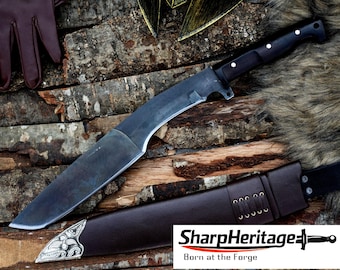 KH Style Kukri Knife – Hand Forged Khukuri – 15 Inches Long Blade – Carbon Steel – Full Tang Wooden Handle – Traditional Kukri