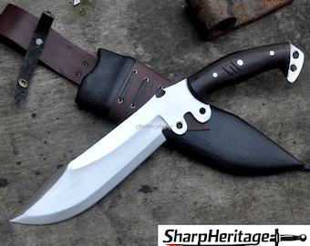 Bowie Knife – Hand Forged Bowie – 12 Inches Long Blade – 5160 Carbon Steel – Full Tang Rosewood Handle – Large Bowie Knife