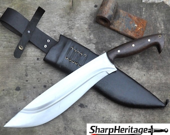 Jungle Kukri – Hand Forged Khukuri – 5160 Carbon Steel – Full Tang Rosewood Handle – Heavy Duty Kukri Knife-Real working knife-large knife