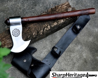 Viking Axe – Hand Forged Axe – 5160 Carbon Steel Axe Head – 19 Inches Rosewood Handle – Bushcraft Camp Axe