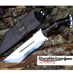 Heavy Duty Tanto Knife – Hand Forged Tanto – 11 Inches Long Blade – 5160 Carbon Steel – Full Tang Rosewood Handle – Large Tanto Knife