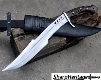 Custom Spartan Inspired Sword / 18 Inch Curved 5160 Carbon Steel Blade / Hand Forged / Rosewood Handle / Hand forged sword