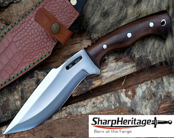 Hunter’s EDC Kukri Knife – Hand Forged Khukuri – 7.5 Inches Long Blade – 5160 Carbon Steel – Full Tang Rosewood Handle – Compact Kukri