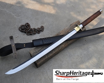 Samurai Katana Sword / 24 Inch Curved 5160 Carbon Steel Blade / Hand Forged / Rosewood Handle / Japanese Inspired Collectible- Functional