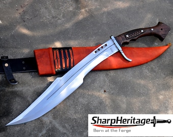 Custom Spartan Inspired Sword / 18 Inch Curved 5160 Carbon Steel Blade / Hand Forged / Rosewood Handle / Greek Style Collectible sword
