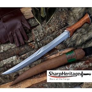 Elif Dagger – Hand Forged Dagger – 20.5 Inches Long Blade – Carbon Steel – Full Tang White Wood Handle – Curved Dagger