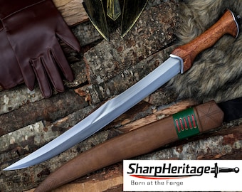 Elif Dagger – Hand Forged Dagger – 20.5 Inches Long Blade – Carbon Steel – Full Tang White Wood Handle – Curved Dagger