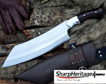 Butcher’s Heavy Cleaver – Hand Forged Cleaver – 12.5 Inches Long Blade – High Carbon Steel – Full Tang Rosewood Handle – Meat Cleaver
