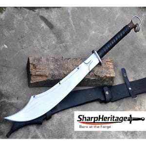 Hand Forged 20 Inch Dao Sword – 5160 High Carbon Steel Curved Single Edge Blade – Full Tang 12 Inch Rosewood Handle – Traditional Sword