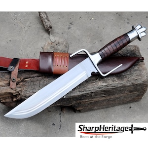 Norseman Bowie Knife – Hand Forged Bowie – 14 Inches Long Blade – 5160 Carbon Steel – Full Tang Leather Wrapped Handle – Viking Bowie