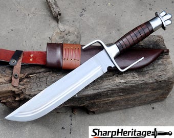 Norseman Bowie Knife – Hand Forged Bowie – 14 Inches Long Blade – 5160 Carbon Steel – Full Tang Leather Wrapped Handle – Viking Bowie