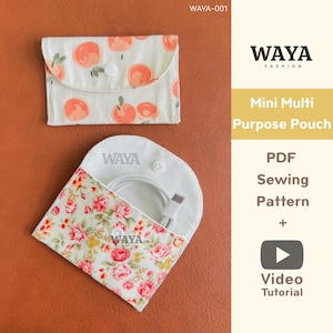 Mini Multi Purpose Pouch Sewing Pattern PDF | Beginner Friendly Card Coin Pouch | WAYA-001