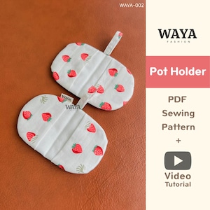 Pot Holder Sewing Pattern PDF WAYA-002 | Quilted Kitchen Potholder | Beginner Friendly | Instant Download