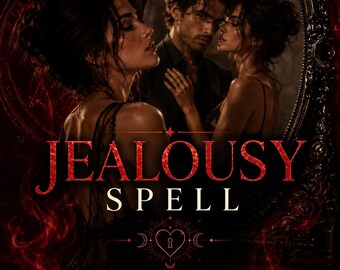 May include: A digital graphic featuring a man and woman in dark attire with the text JEALOUSY SPELL, a heart-shaped keyhole icon, and the text MAKE THEM MISS YOU. MAKE THEM WANT YOU. MAKE THEM FEAR LOSING YOU. The aesthetic includes red smoke effects.